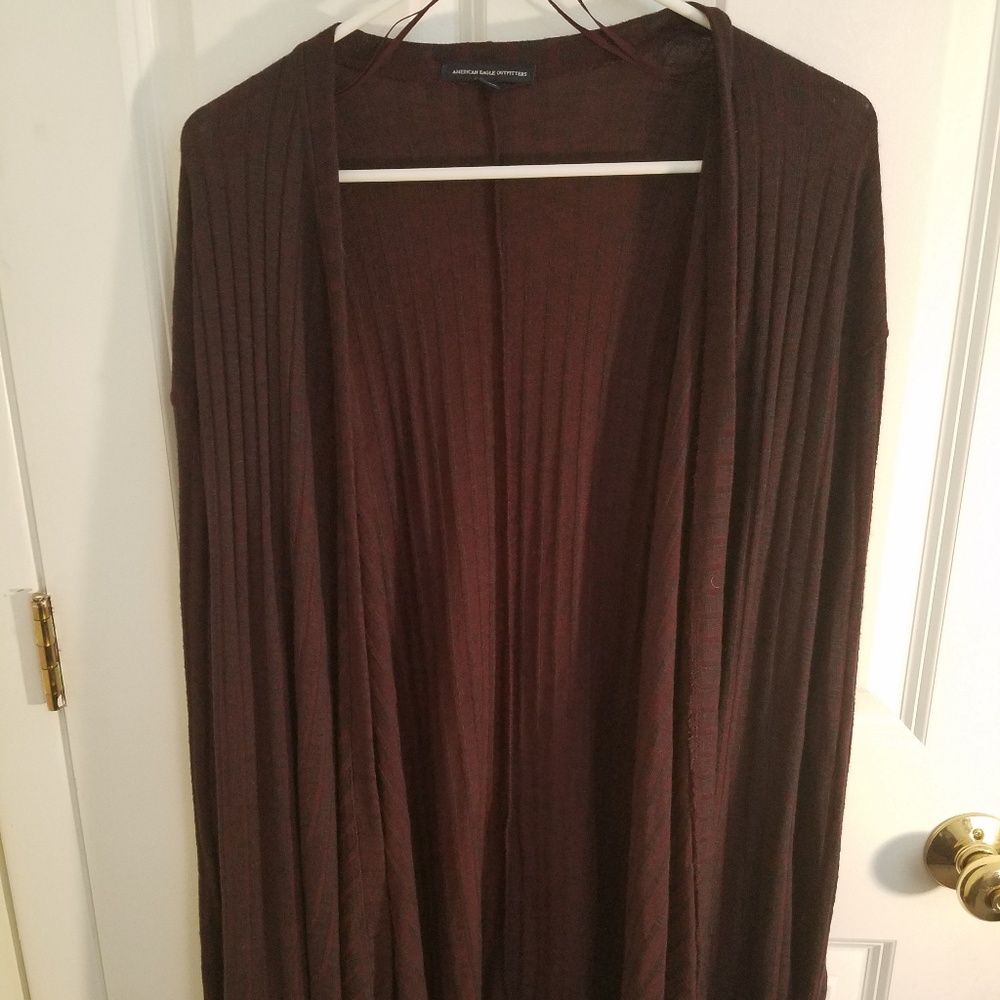 Maroon and Navy Marled American Eagle Cardigan